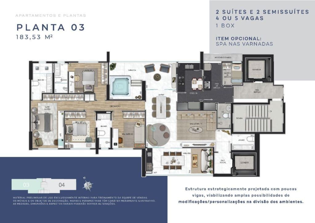 Apartamento na planta com 4 quartos no Vila da Serra. Chaves 27 - Foto 6