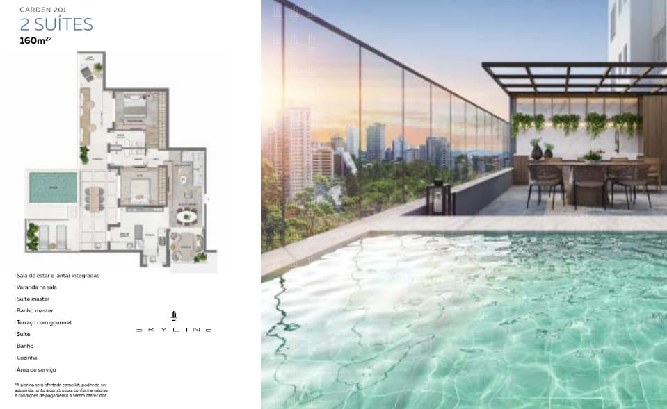 Apartamento com area externa no Vila da Serra. ÁREA PRIVATIVA